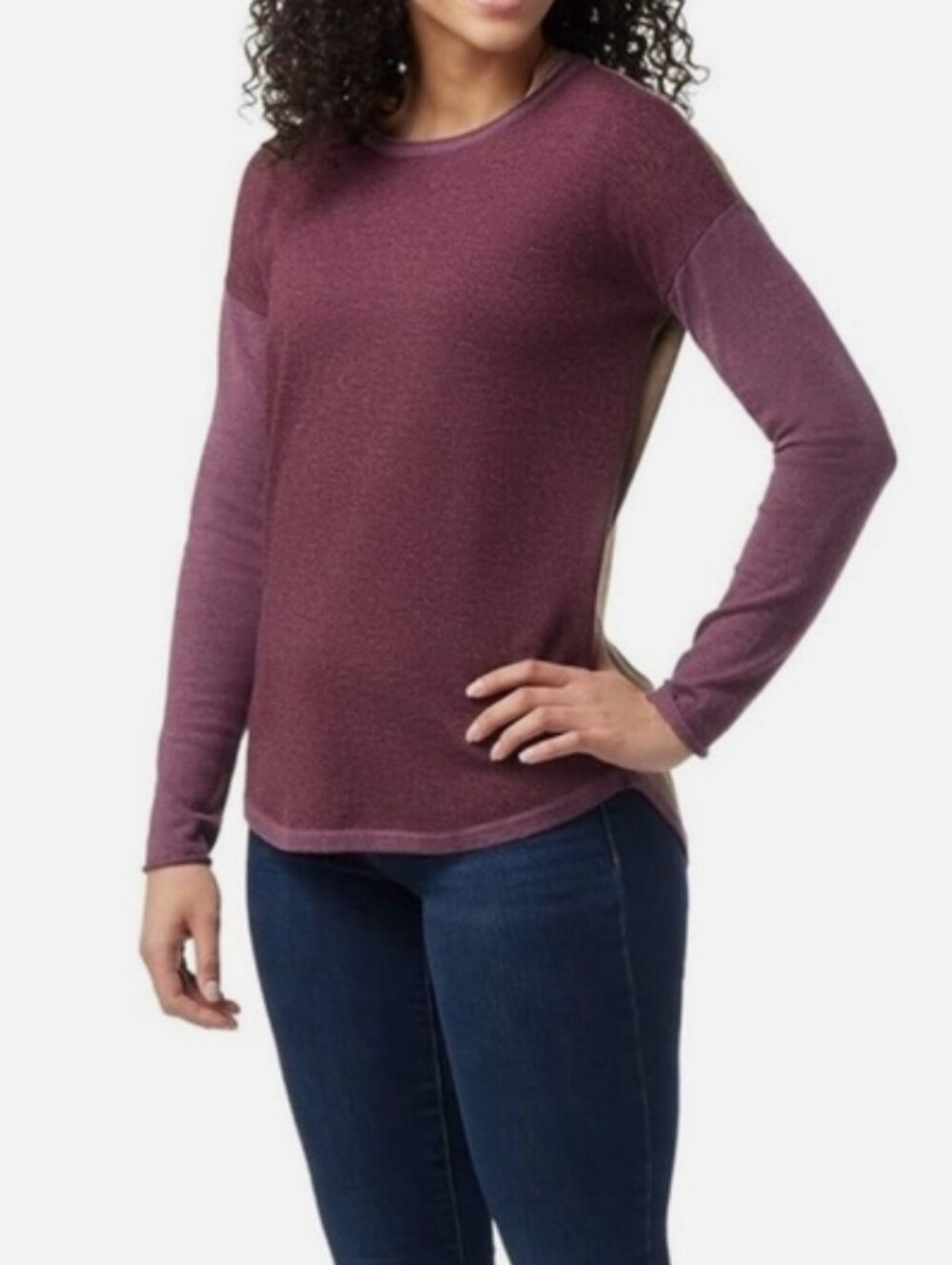 SMARTWOOL Long-Sleeve Crewneck Top in Dusty Plum Wool Blend Sweater Women XLarge